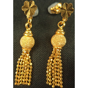 22 Karat Ball and Bunch of Chains Hanging Earring  