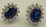 Sterling Silver Oval Shaped Studs with Synthetic Sapphire and Cubic Zirconia 