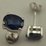 Sterling Silver Oval Shaped Studs with Synthetic Sapphire