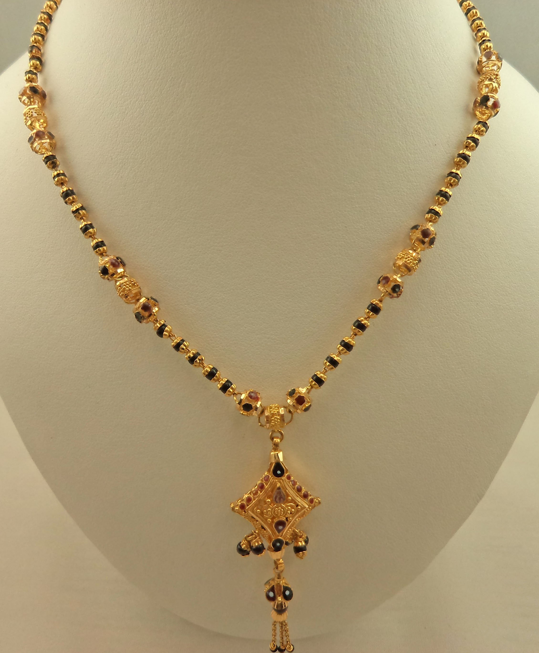 22 Karat Gold Single Row Mangalsutra With Gold Balls And Meenakari 22 22-karat-gold-single-row-mangalsutra-with-gold-balls-and-meenakari-22