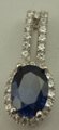 Sterling Silver with Synthetic Oval Sapphire and Cubic Zirconia Pendant-silver jewellery-Lotus Gold