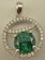 Sterling Silver Cubic Zirconia Round Pendant with Synthetic Round Emerald