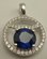 Sterling Silver Cubic Zirconia Round Pendant with Synthetic Round Sapphire