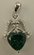 Sterling Silver Bell Shaped Pendant with Cubic Zirconia and Synthetic Heart Shaped Emerald