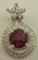 Sterling Silver Pendant with Cubic Zirconia and Synthetic Round Ruby  