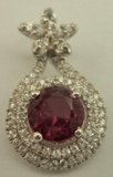 Sterling Silver Pendant with Cubic Zirconia and Synthetic Round Ruby  -silver jewellery-Lotus Gold