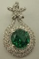 Sterling Silver Pendant with Cubic Zirconia and Synthetic Round Emerald-silver jewellery-Lotus Gold