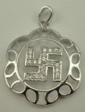 Sterling Silver Swastika Pendant with Cubic Zirconia-silver jewellery-Lotus Gold