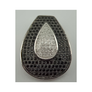 Sterling Silver Black Dyed Cubic Zirconia Tear Drop Pendant