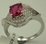 Sterling Silver Cubic Zirconia Ladies Fancy Ring with Synthetic Ruby