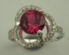 Sterling Silver Cubic Zirconia Ladies Fancy Ring with Round Synthetic Ruby -silver jewellery-Lotus Gold