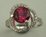 Sterling Silver Cubic Zirconia Ladies Fancy Ring with Round Synthetic Ruby 