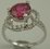 Sterling Silver Cubic Zirconia Ladies Fancy Ring with Round Synthetic Ruby 