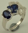 Sterling Silver Flower with  Cubic Zirconia and Synthetic Sapphire Fancy Ring-silver jewellery-Lotus Gold