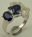 Sterling Silver Flower with  Cubic Zirconia and Synthetic Sapphire Fancy Ring