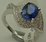 Sterling Silver Cubic Zirconia Fancy Ring with Round Synthetic Sapphire