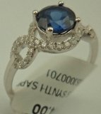 Sterling Silver Cubic Zirconia Ring with Synthetic Sapphire-silver jewellery-Lotus Gold