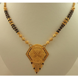 22 Karat Gold 4 Rows Filigree Pendant Mangalsutra