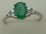 10 Karat White Gold 4 Claw Diamond Ring With Emerald Stone
