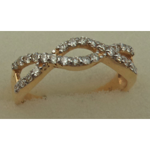 18 Karat Yellow Gold with 0.31 Carat Diamond Twisted Ring