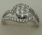 18 Karat White Gold with 1.32 Carat Diamond Double Row Flower Cluster Ring-diamonds-Lotus Gold