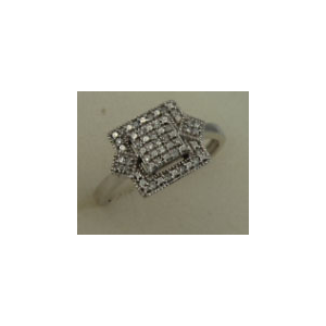 18 Karat White Gold with 0.10 Carat Diamond Ladies Square Ring