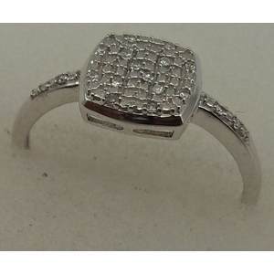 18 Karat White Gold with 0.05 Carat Diamond Square Ring