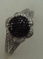 18 Karat White Gold with 0.33 Carat Diamonds Black Flower Ladies Ring -diamonds-Lotus Gold