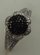 18 Karat White Gold with 0.33 Carat Diamonds Black Flower Ladies Ring 