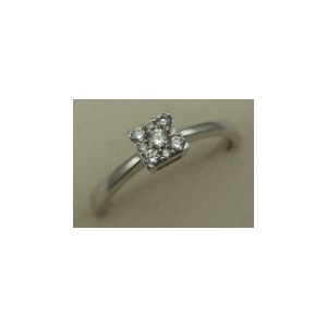 18 Karat White Gold with 0.15 Carat Diamonds Square Cluster Ring  