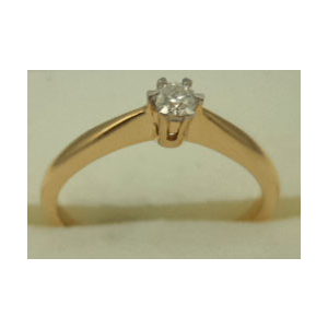 10 Karat Yellow Gold with 0.10 Carat Diamond 6 Claws Solitaire Ring