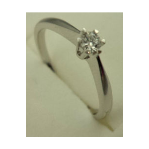 10 Karat White Gold with 0.10 Carat Diamond 6 Claws Solitaire Ring