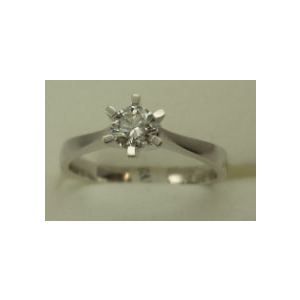 18 Karat White Gold with 0.35 Carat Diamond 6 Claws Solitaire Ring