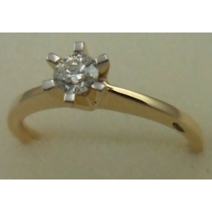 18 Karat Yellow Gold with 0.20 Carat Diamond 6 Claws Solitaire Ring