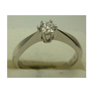 10 Karat White Gold with 0.20 Carat Diamond 6 Claws Solitaire Ring