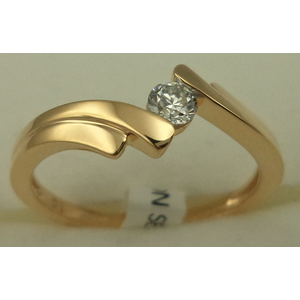 18 Karat Yellow Gold with 0.15 Carat Diamond Tension Set Solitaire Ring