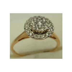 18 Karat Yellow Gold with 0.33 Carat Diamond Round Cluster Ring