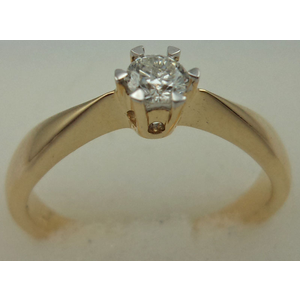 18 Karat Yellow Gold with 0.20 Carat Diamond 6 Claws Solitaire Ring