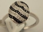 10 Karat White Gold with  0.15 Carat Diamond Oval Ring with Black Diamonds -diamonds-Lotus Gold