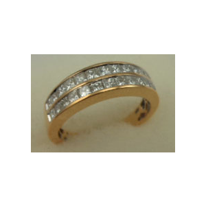 9 Karat Yellow Gold with 0.46  Carat Diamond 2 Row Band