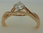 9 Karat Yellow Gold with 0.21 Carat Diamond Twisted and Cross Over Solitaire Ring -diamonds-Lotus Gold