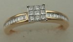 9 Karat Yellow Gold with 0.38 Carat Diamond Square Design Shoulder Ring-diamonds-Lotus Gold