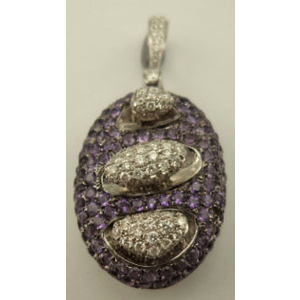 18 Karat White Gold Amethyst Pendant with 0.81 Carat Diamond