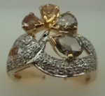 18 Carat Gold with 0.35 Carat Diamond and 4 Yellow Sapphire Pave Ring-diamonds-Lotus Gold