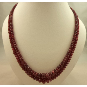 2 Strand Ruby Spinal Cut Necklace 55cm in Length