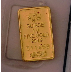 24 Karat Gold 999.9 Purity 1 Gram Gold Bar