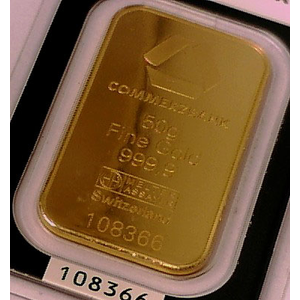 24 Karat Gold 999.9 Purity 50 Gram Gold Bar