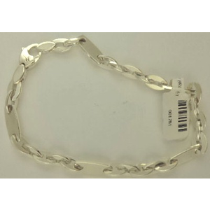 925 Sterling Silver Oval Link and Plate Bracelet 