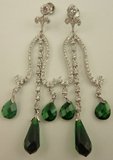 925 Sterling Silver with Cubic Zirconia and Synthetic Emerald Drop Earring-silver jewellery-Lotus Gold