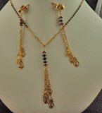 22 Karat Gold Chain Hanging Mangalsutra with Earring-gold jewellery-Lotus Gold